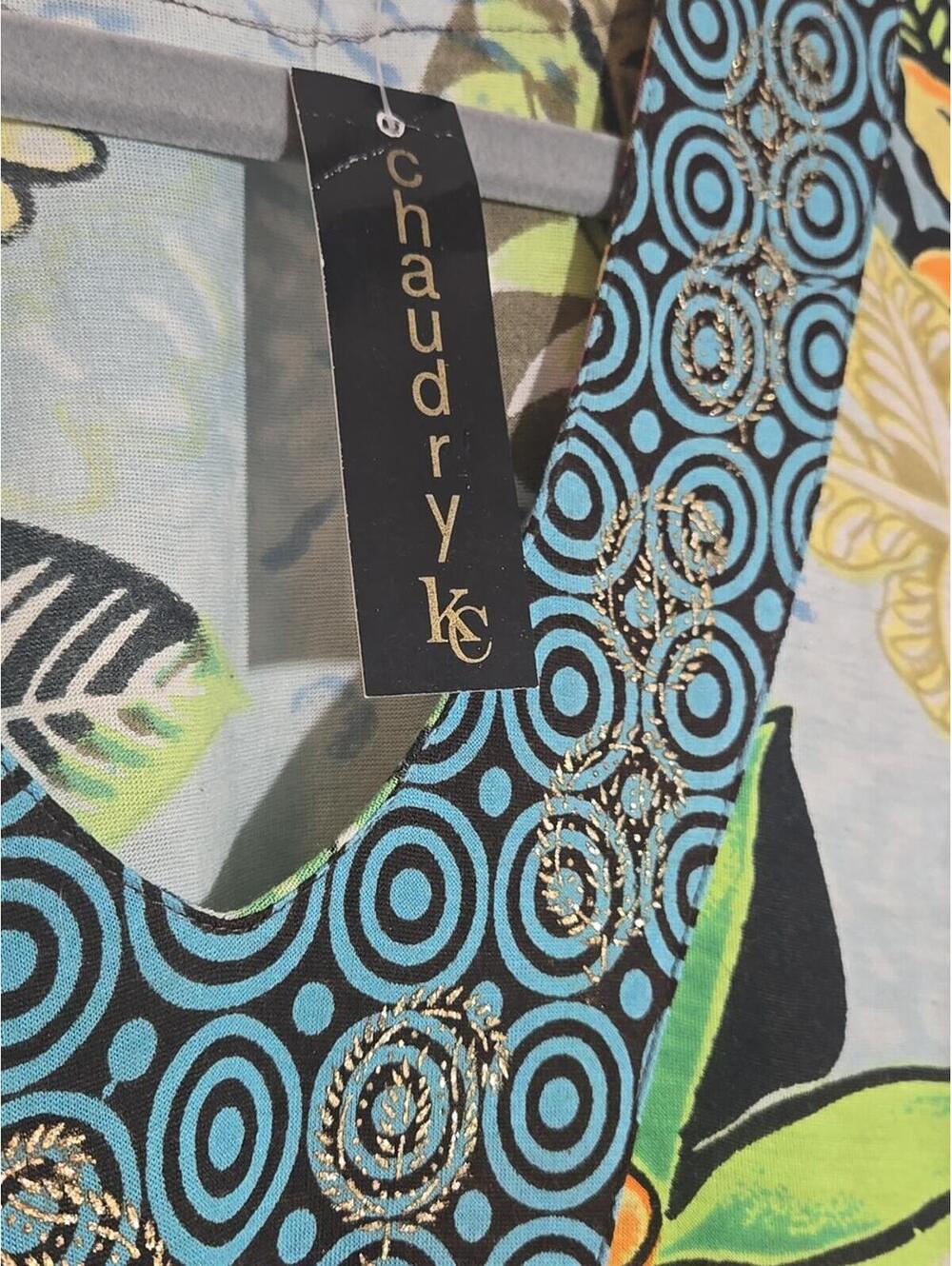 Chaudry Blue and Green Sundress with Flutter Sleeves Size Small New - Picture 2 of 5